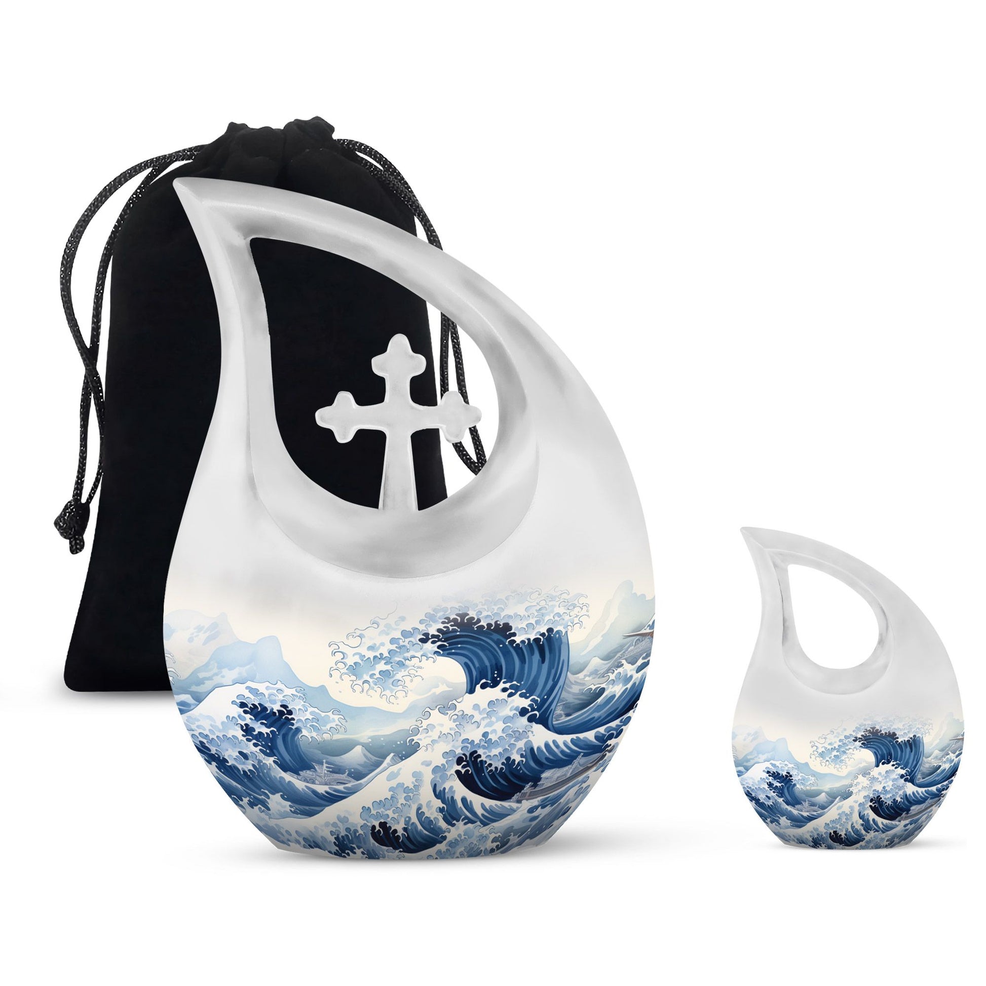 10-inch Wave Urn in Cross Drop design made 