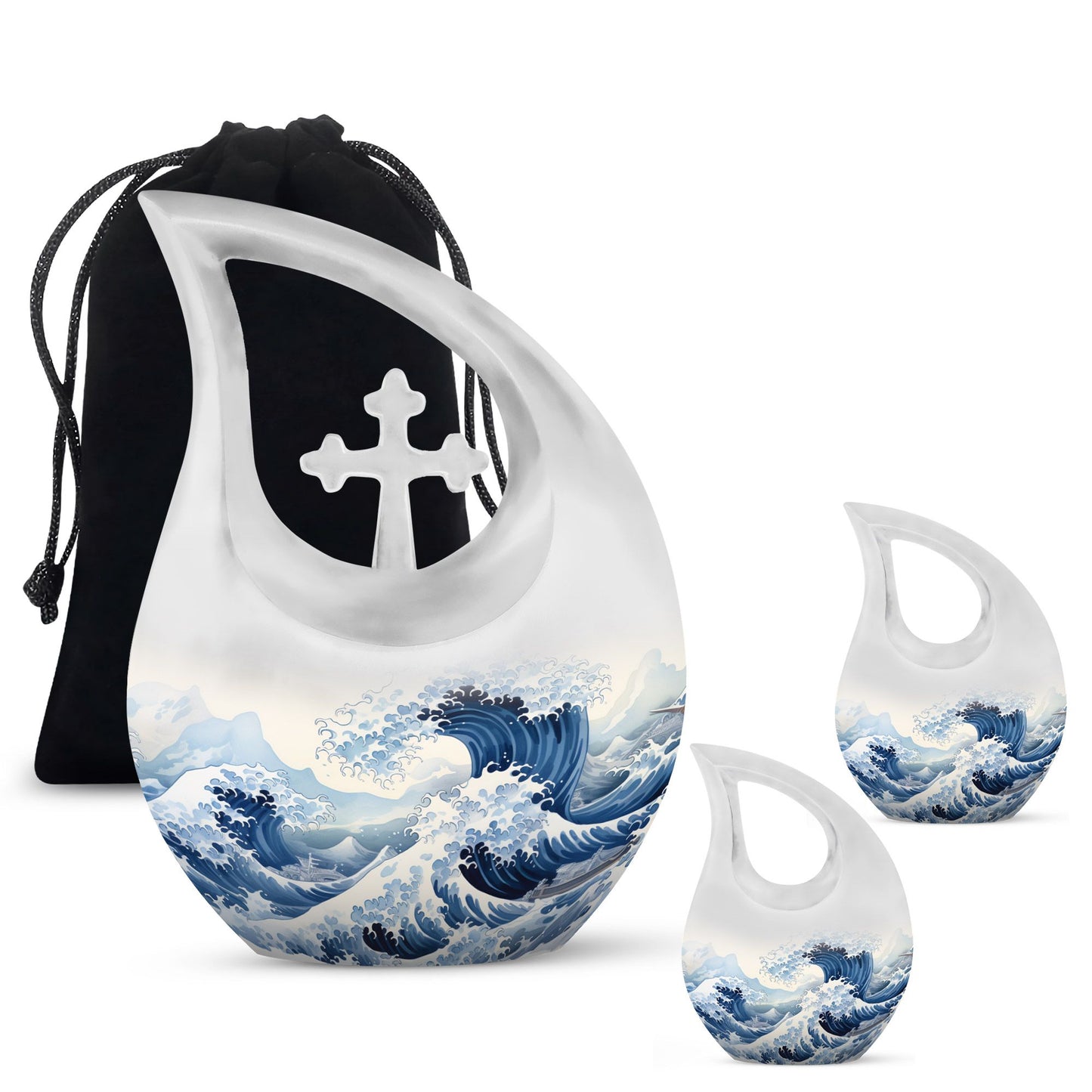 10-inch Wave Urn in Cross Drop design made 
