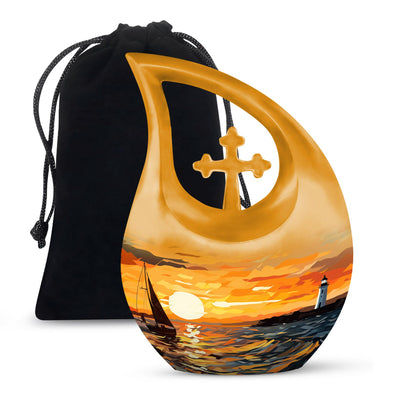 10-inch Cross Drop Wilderness Urn, Aluminium Memorial Urn