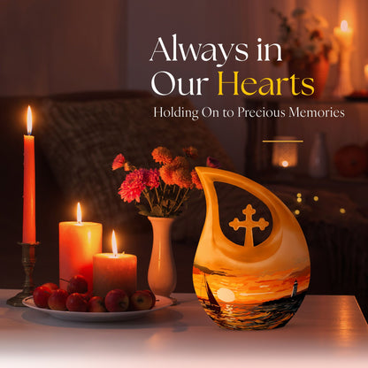 10-inch Cross Drop Wilderness Urn, Aluminium Memorial Urn