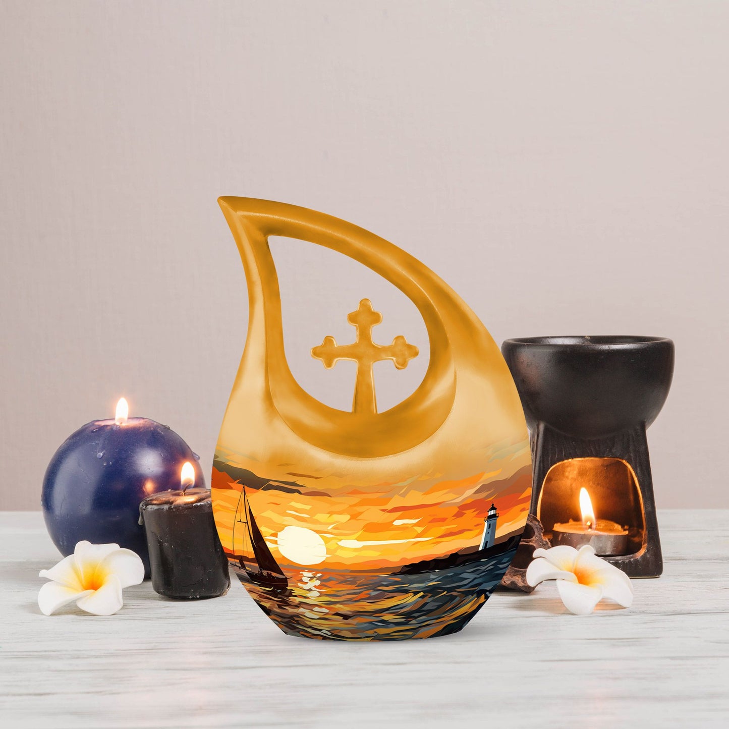 10-inch Cross Drop Wilderness Urn, Aluminium Memorial Urn