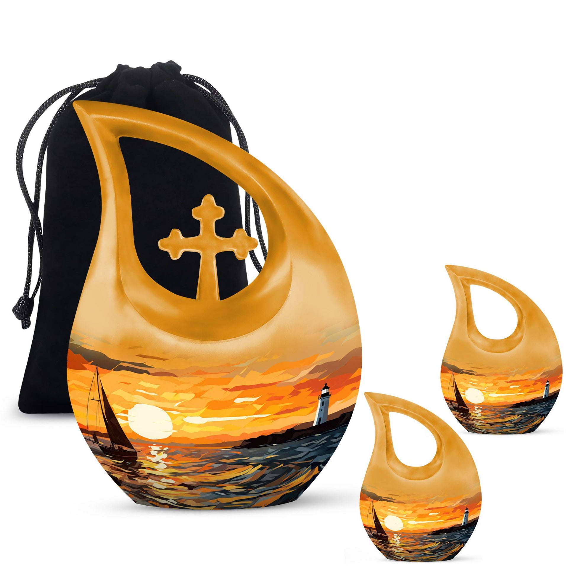 10-inch Cross Drop Wilderness Urn, Aluminium Memorial Urn