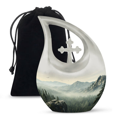 10 inch Wilderness Urn with Cross Drop Design 