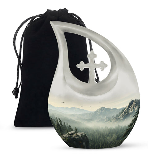 10 inch Wilderness Urn with Cross Drop Design 