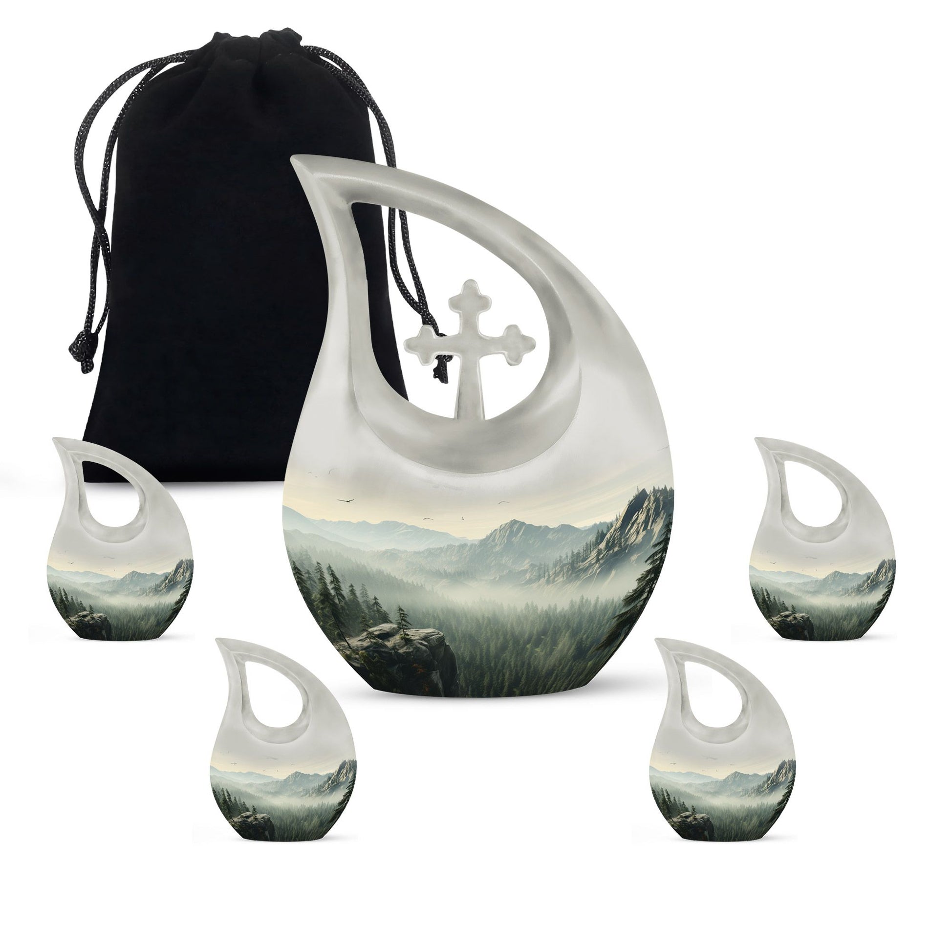 10 inch Wilderness Urn with Cross Drop Design 