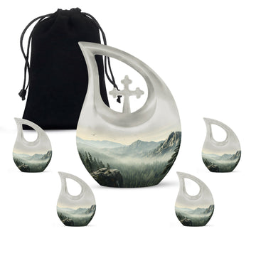 10 inch large Urn with 4 Keepsake 3 Inch Urns