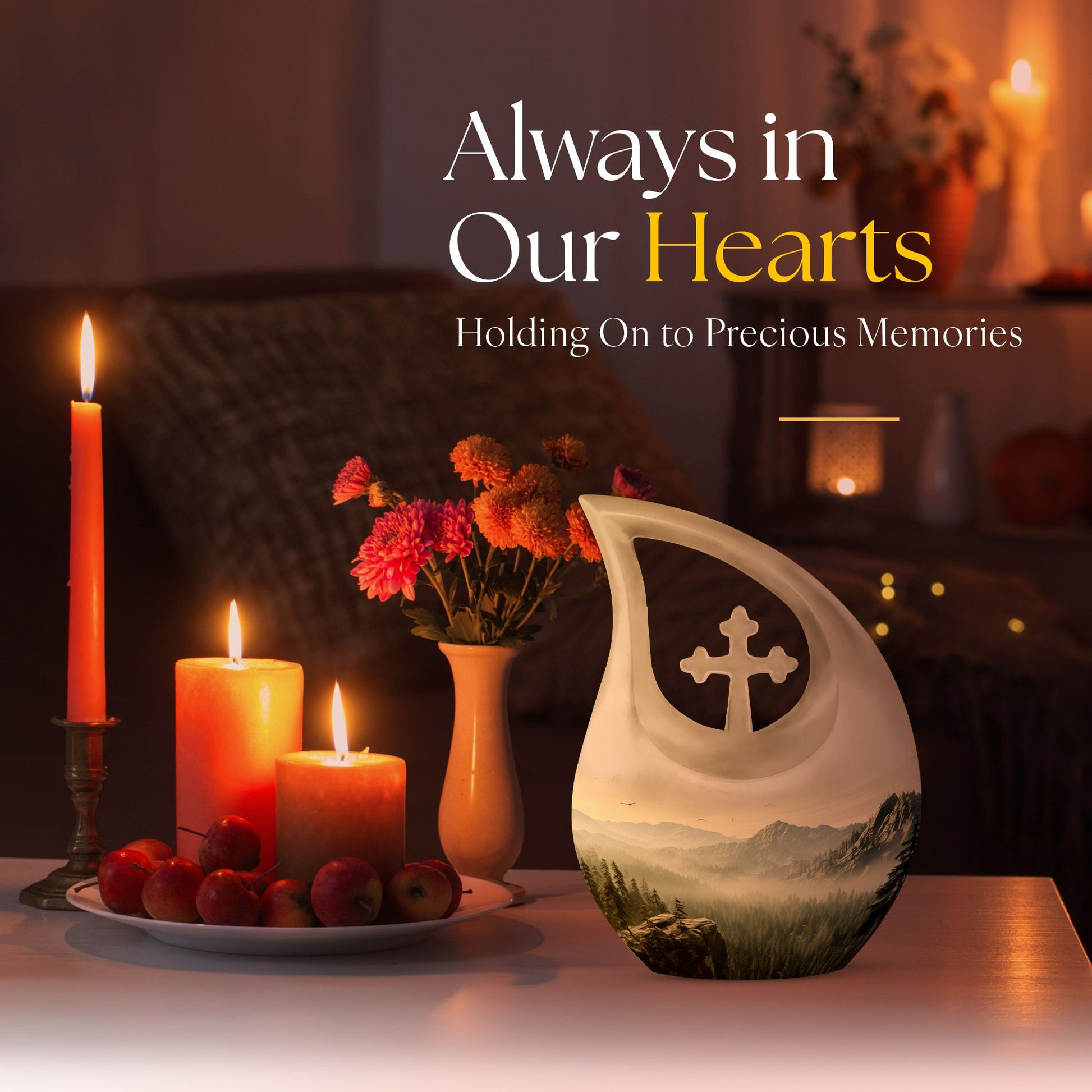 10 inch Wilderness Urn with Cross Drop Design 