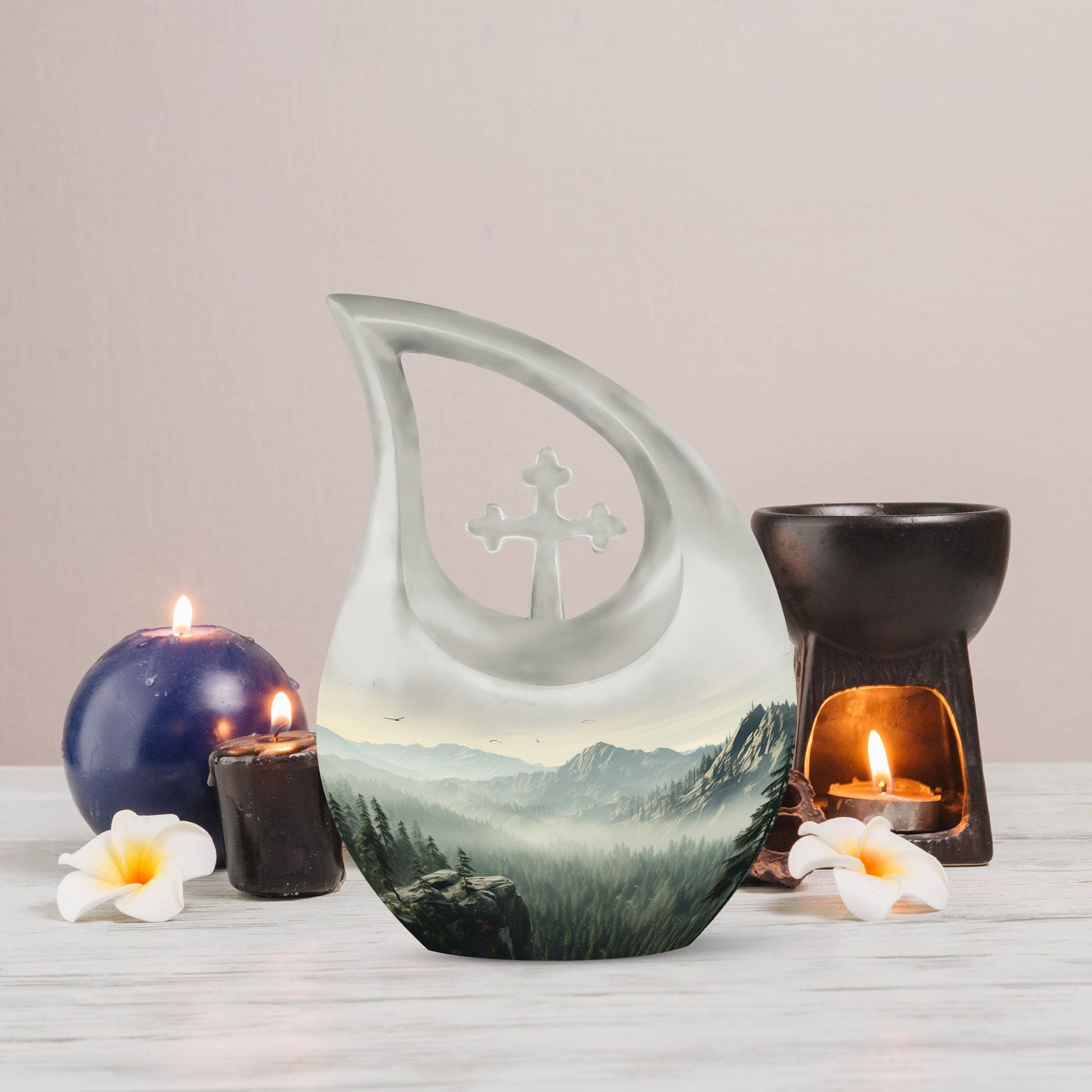10 inch Wilderness Urn with Cross Drop Design 