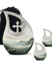 10 inch Wilderness Urn with Cross Drop Design 
