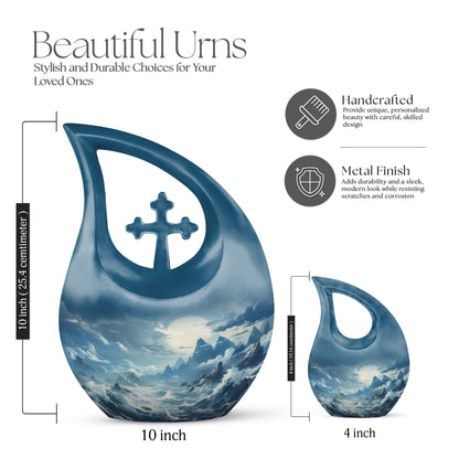 10-inch Wilderness Urn with Cross Drop design, 