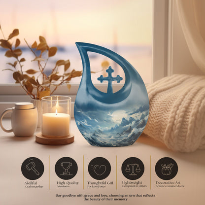 10-inch Wilderness Urn with Cross Drop design, 