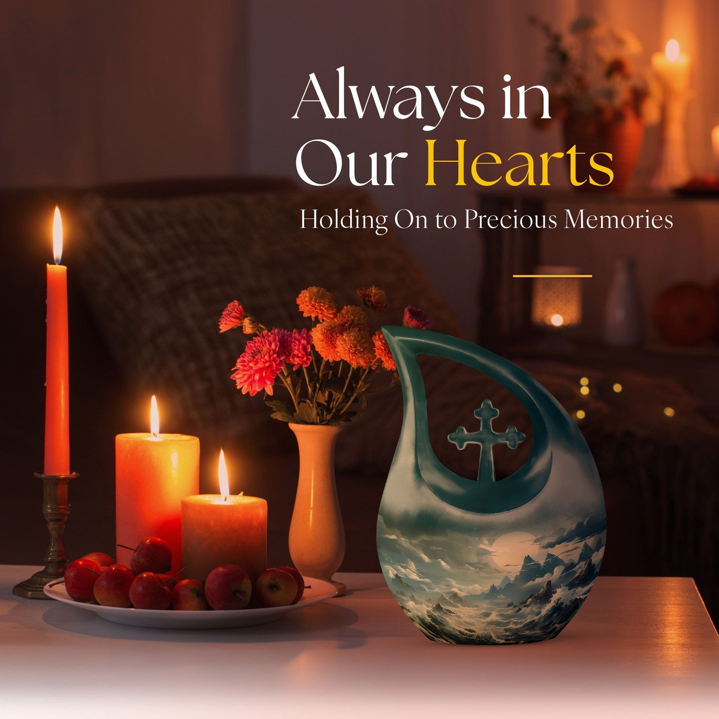 10-inch Wilderness Urn with Cross Drop design, 
