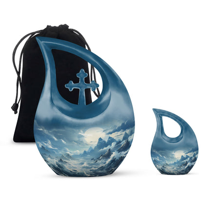 10-inch Wilderness Urn with Cross Drop design, 