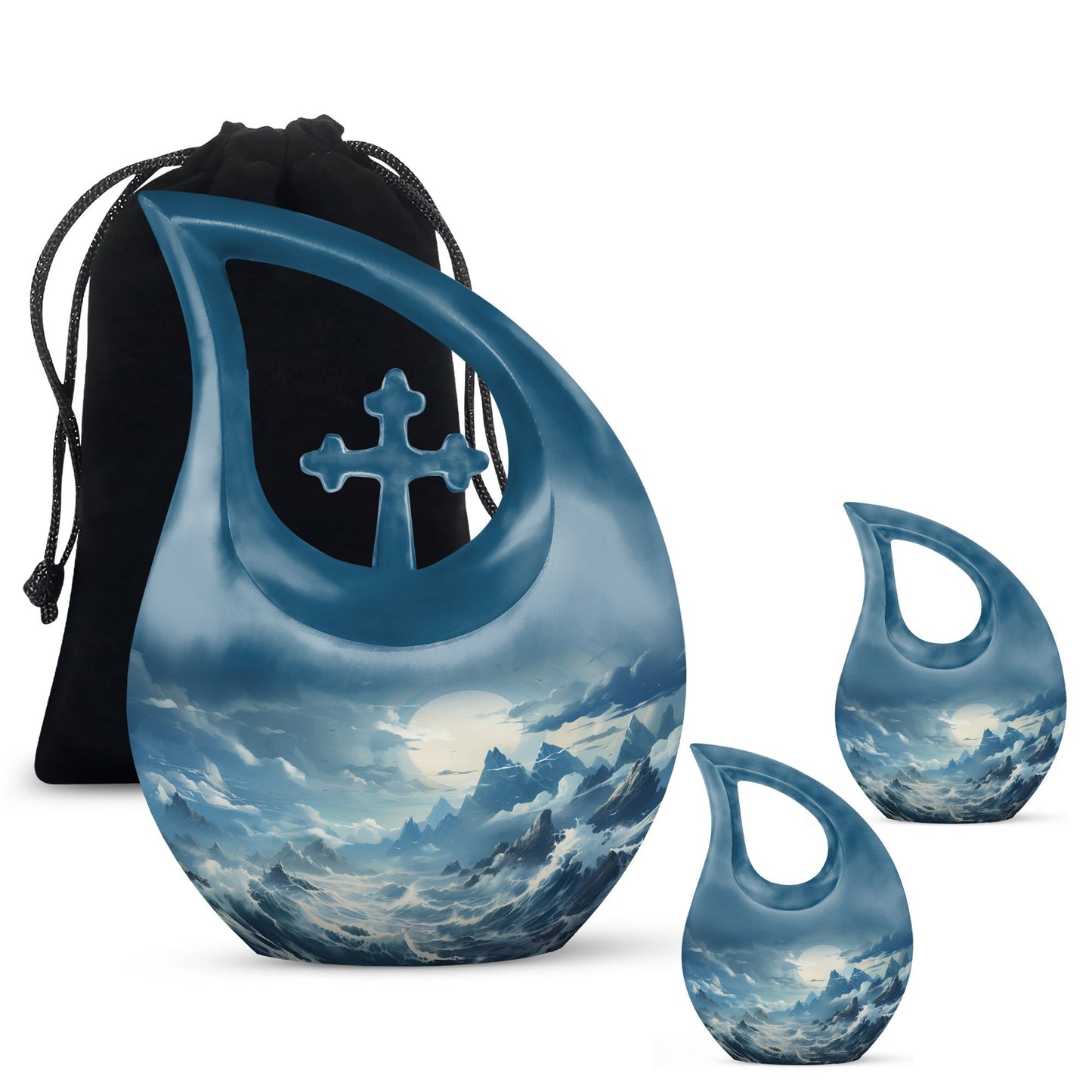 10-inch Wilderness Urn with Cross Drop design, 
