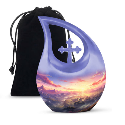 10-inch Wilderness Urn, Cross Drop design, for Men's Ashes 