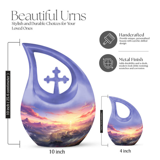 10-inch Wilderness Urn, Cross Drop design, for Men's Ashes 