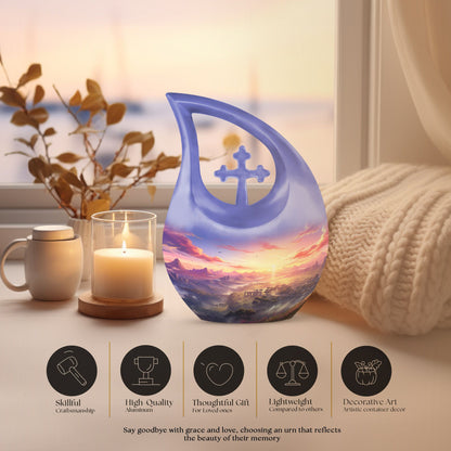 10-inch Wilderness Urn, Cross Drop design, for Men's Ashes 