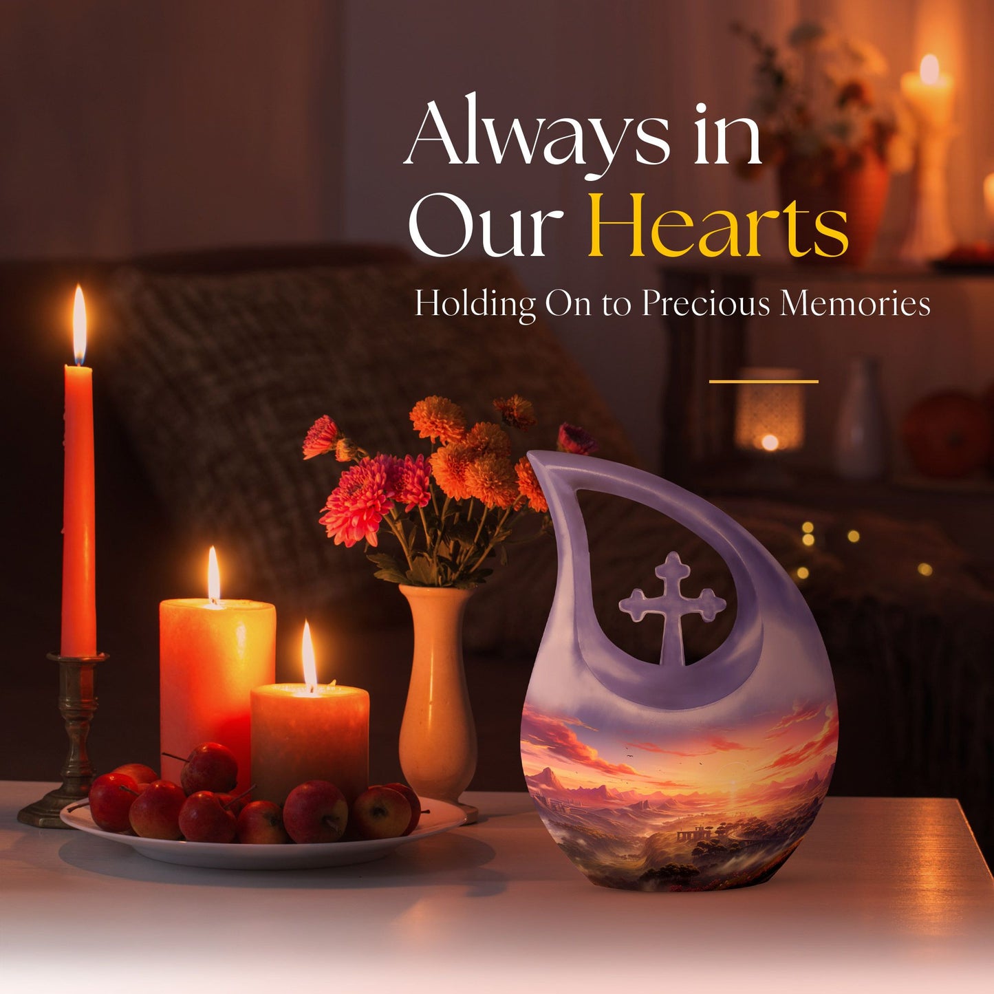 10-inch Wilderness Urn, Cross Drop design, for Men's Ashes 