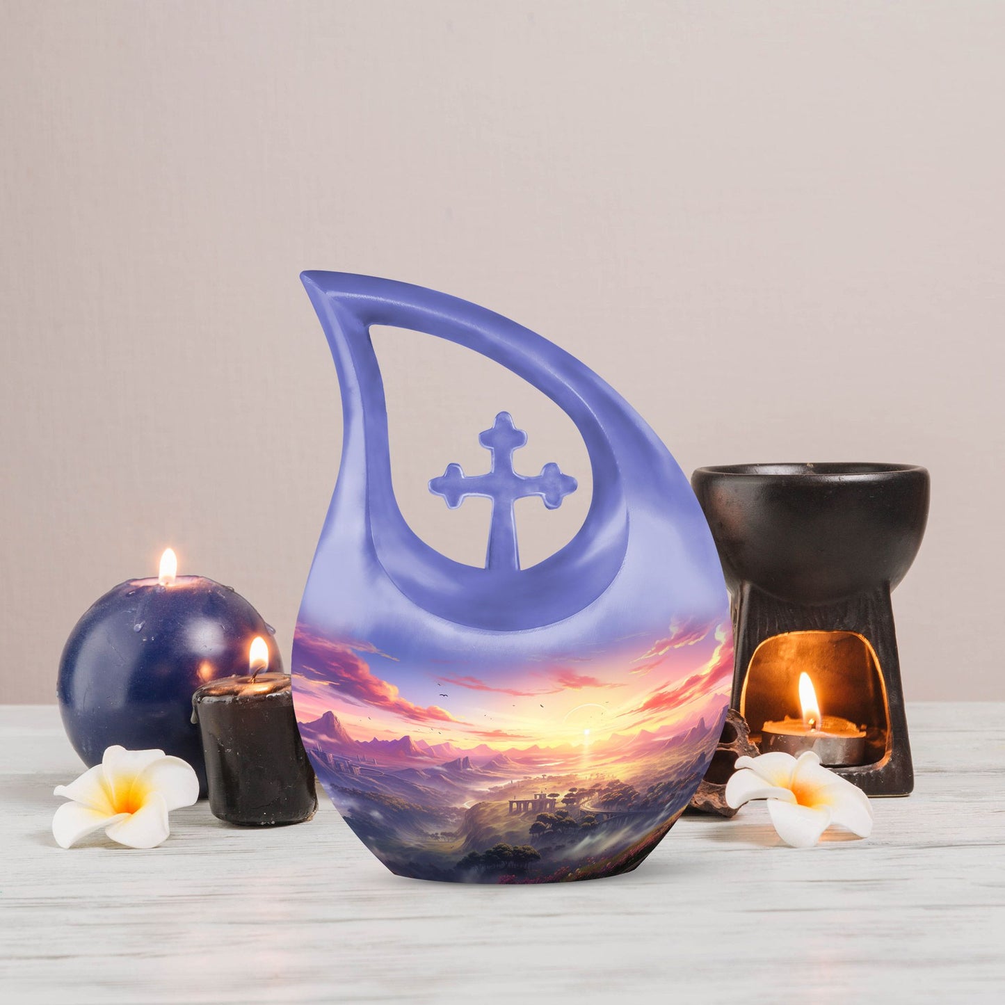 10-inch Wilderness Urn, Cross Drop design, for Men's Ashes 
