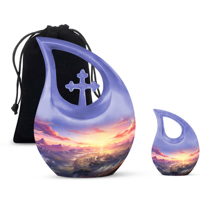 10-inch Wilderness Urn, Cross Drop design, for Men's Ashes 
