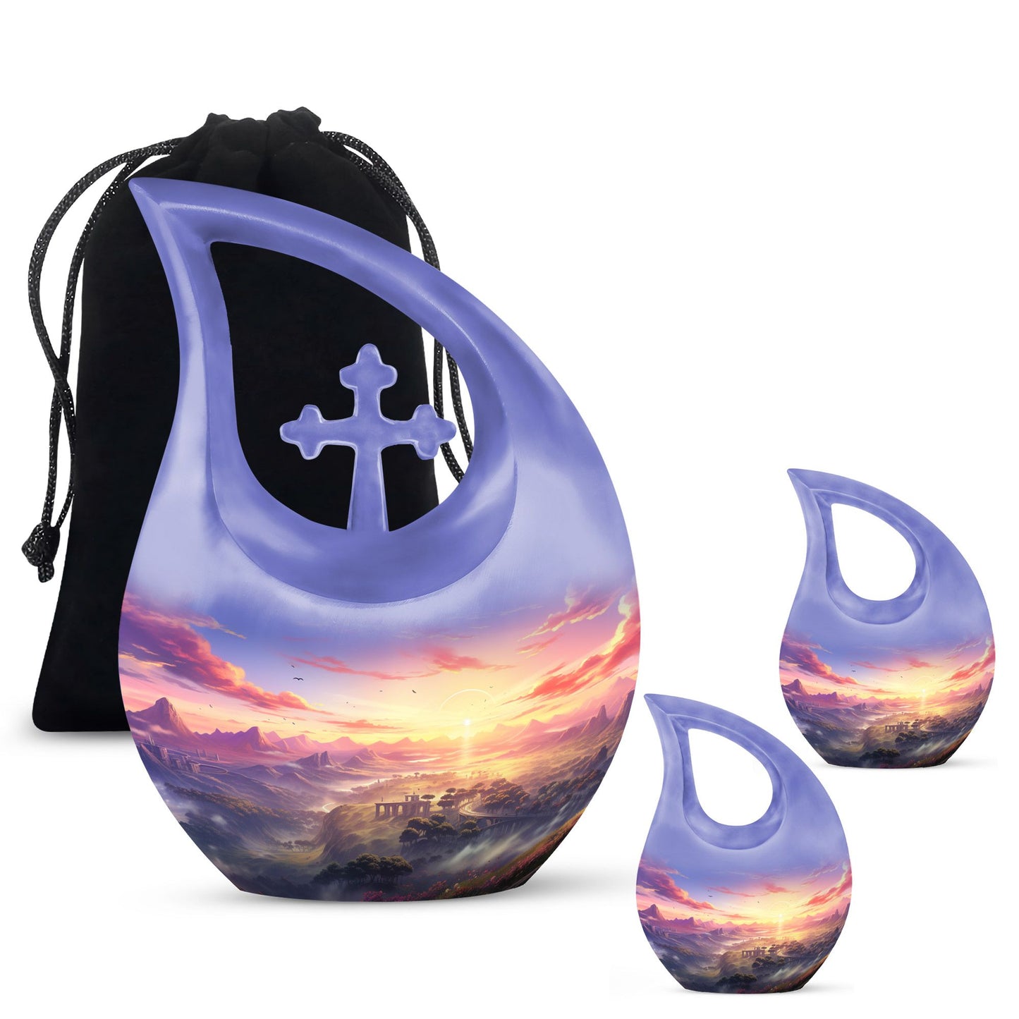 10-inch Wilderness Urn, Cross Drop design, for Men's Ashes 