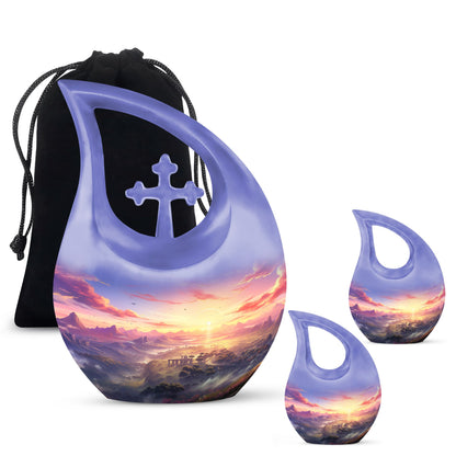 10-inch Wilderness Urn, Cross Drop design, for Men's Ashes 