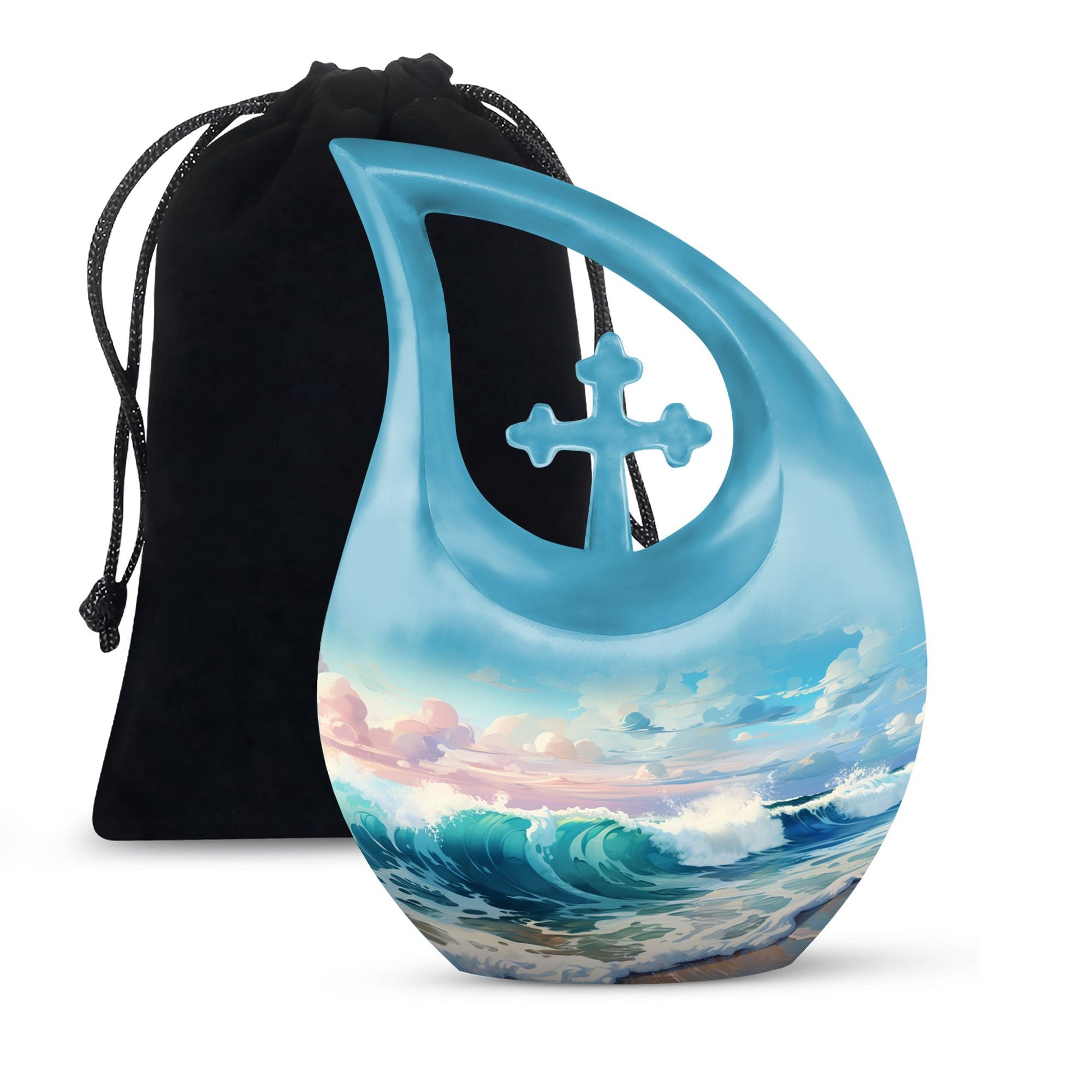 10-inch Wilderness urn with Cross Drop design,
