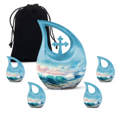 10-inch Wilderness urn with Cross Drop design,