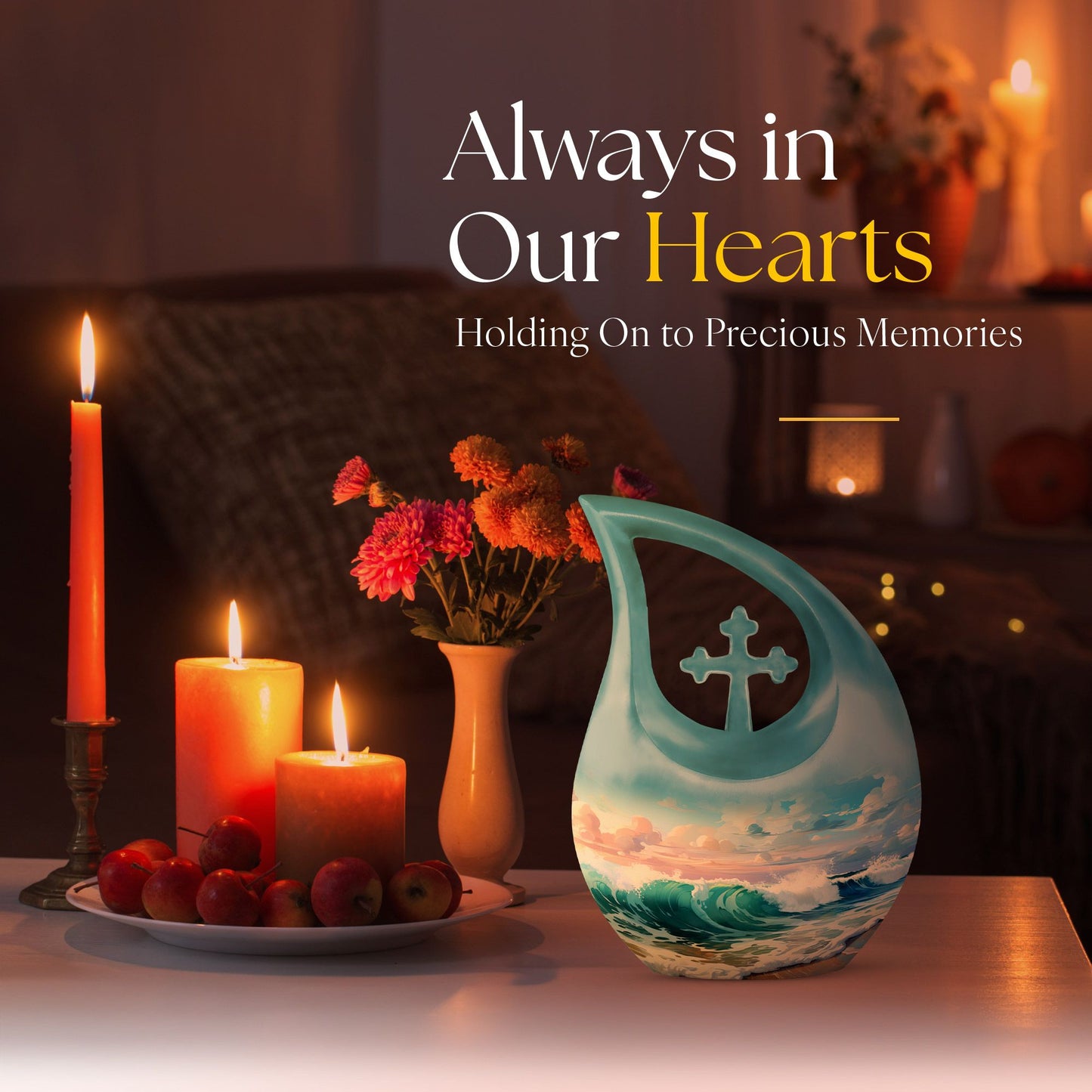 10-inch Wilderness urn with Cross Drop design,