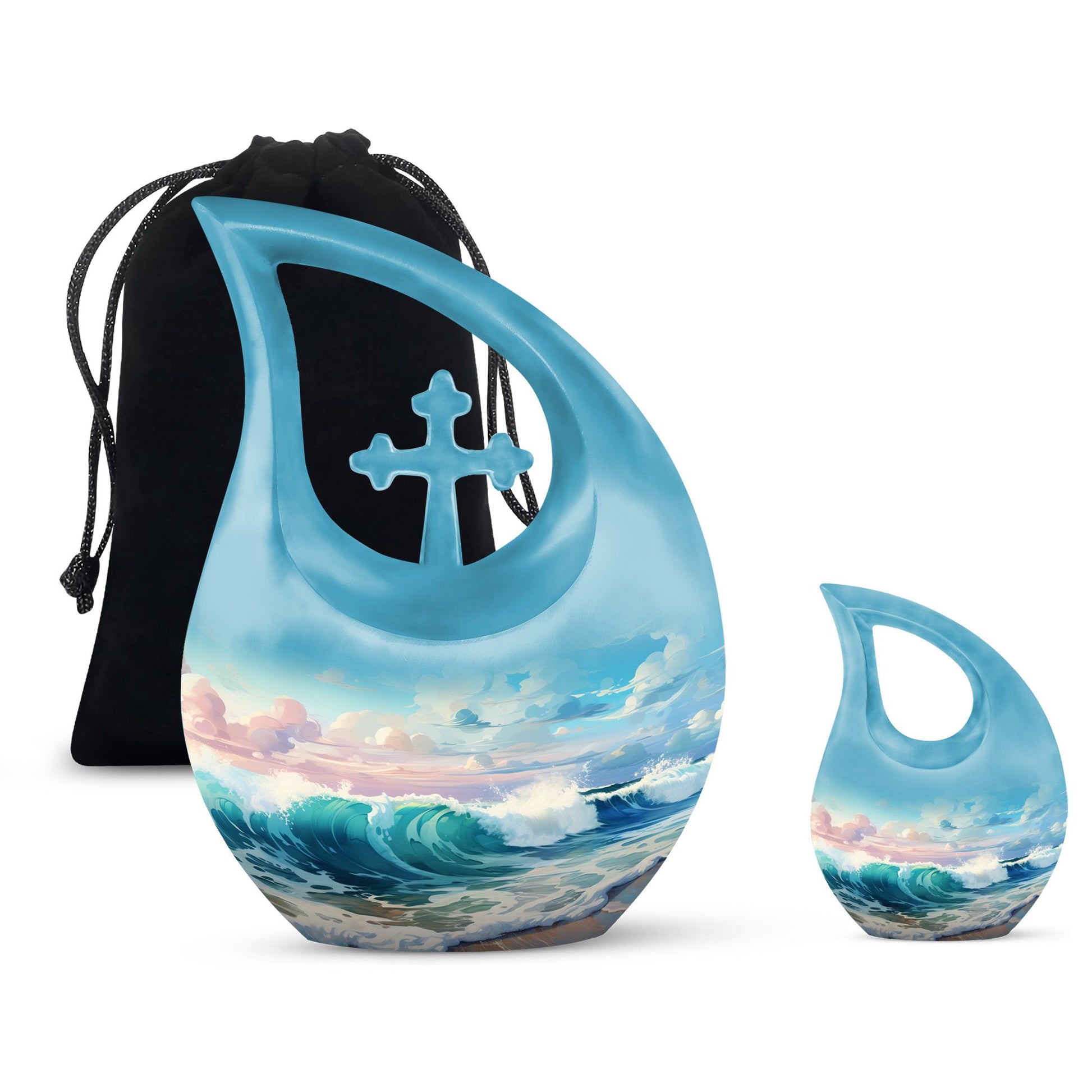 10-inch Wilderness urn with Cross Drop design,