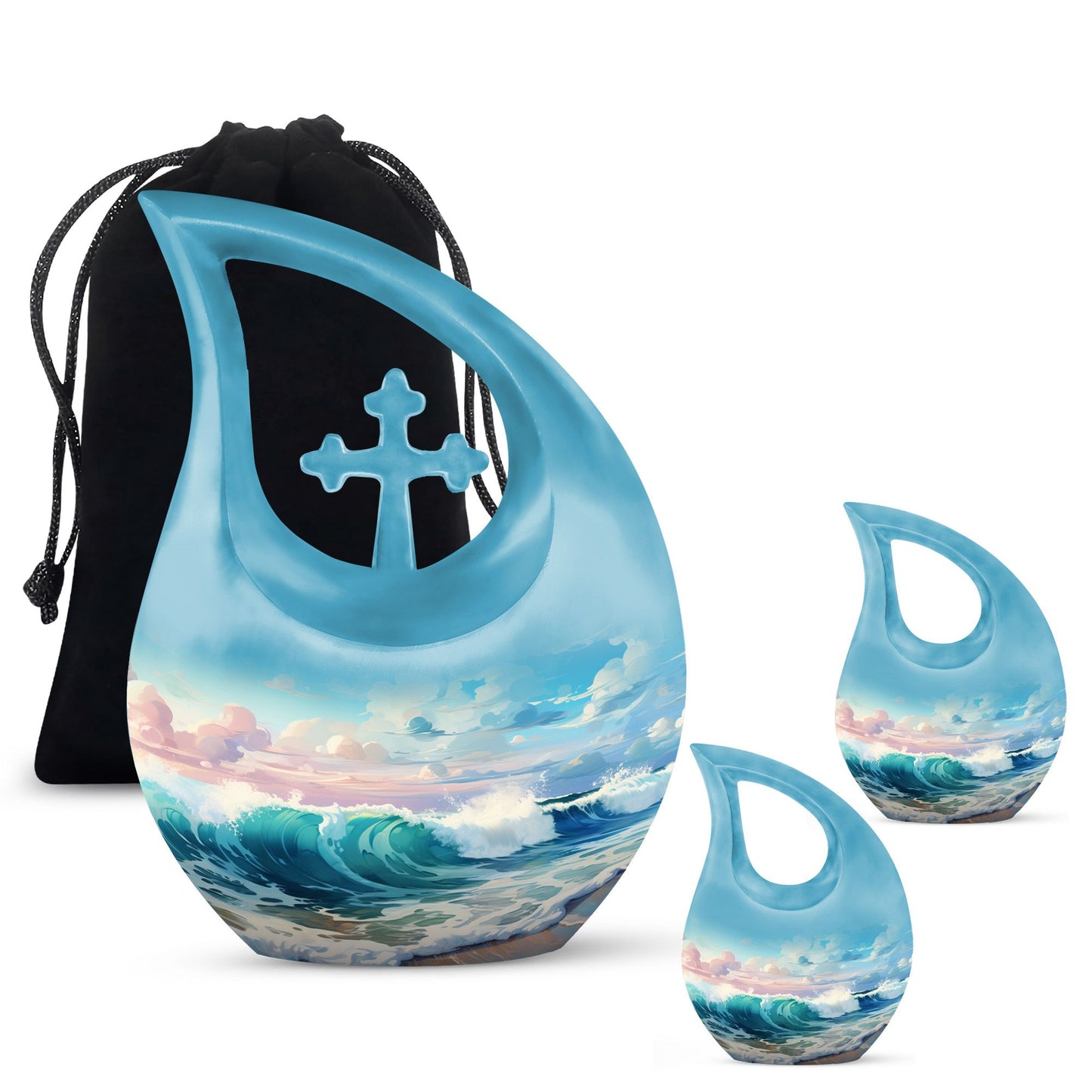 10-inch Wilderness urn with Cross Drop design,