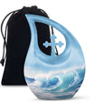 Ocean Waves Memorial Cremation Urn For Human Ashes– Sea Urn Keepsake For Funeral