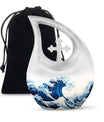 Ocean Waves White Cremation Urn for Mom's Memorial Burial