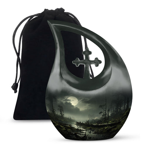 10 Inch Wilderness Urn, Cross Drop design, double urn