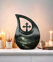 10 Inch Wilderness Urn, Cross Drop design, double urn