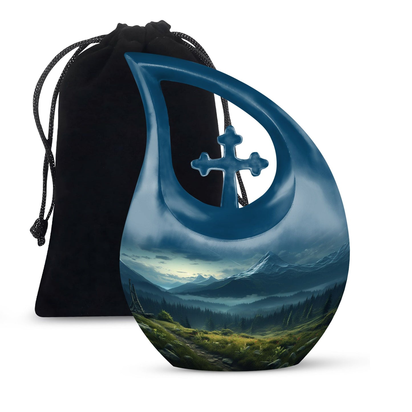10-inch Wilderness Urn with Cross Drop 