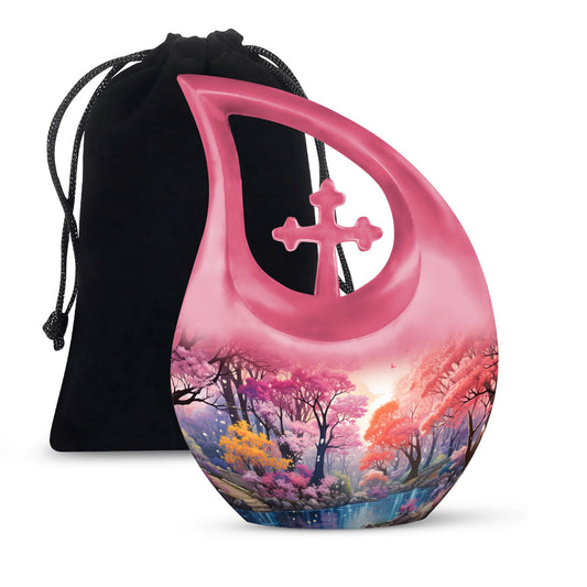 10-inch Wilderness Urn with Cross Drop design, 