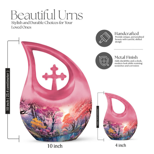 10-inch Wilderness Urn with Cross Drop design, 