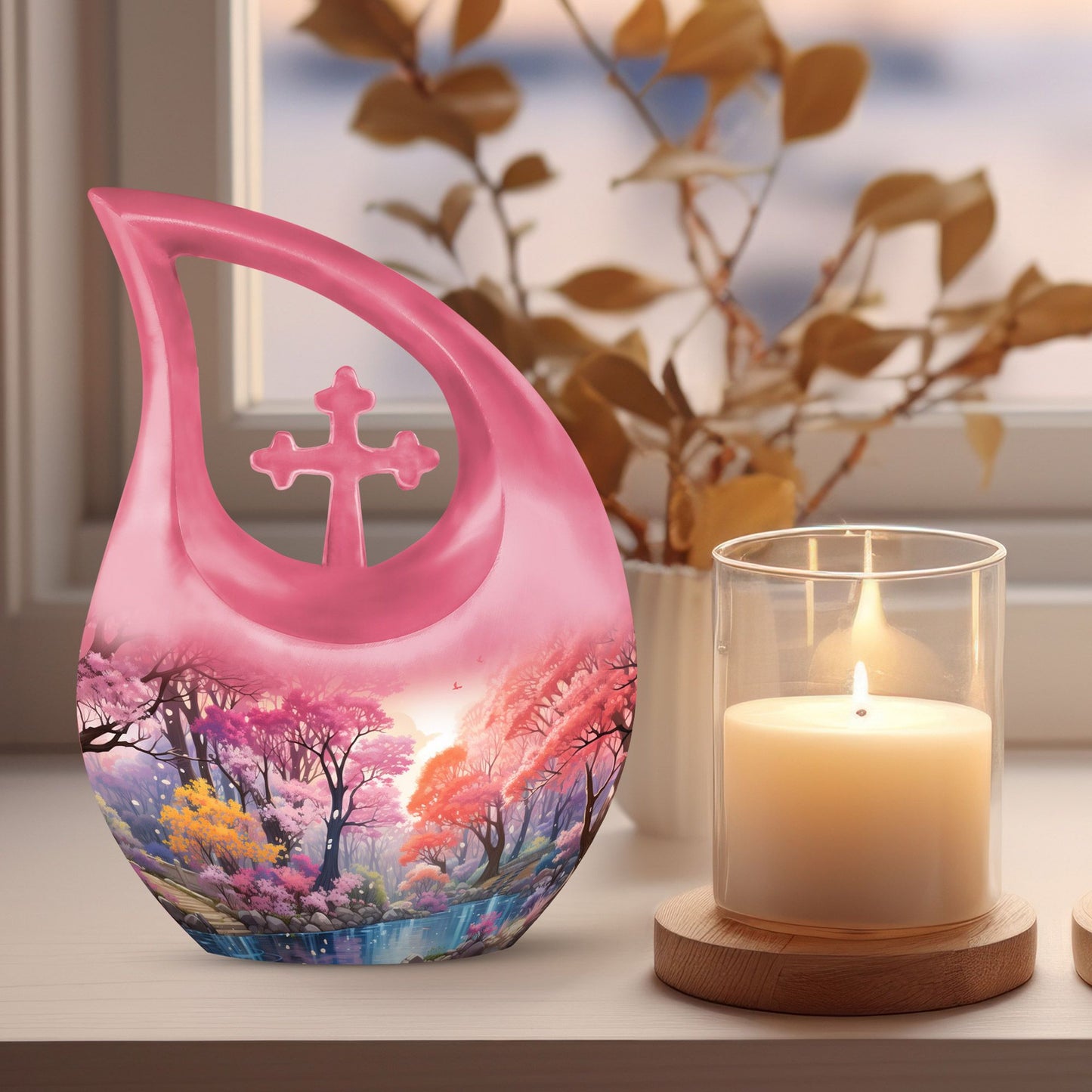 10-inch Wilderness Urn with Cross Drop design, 