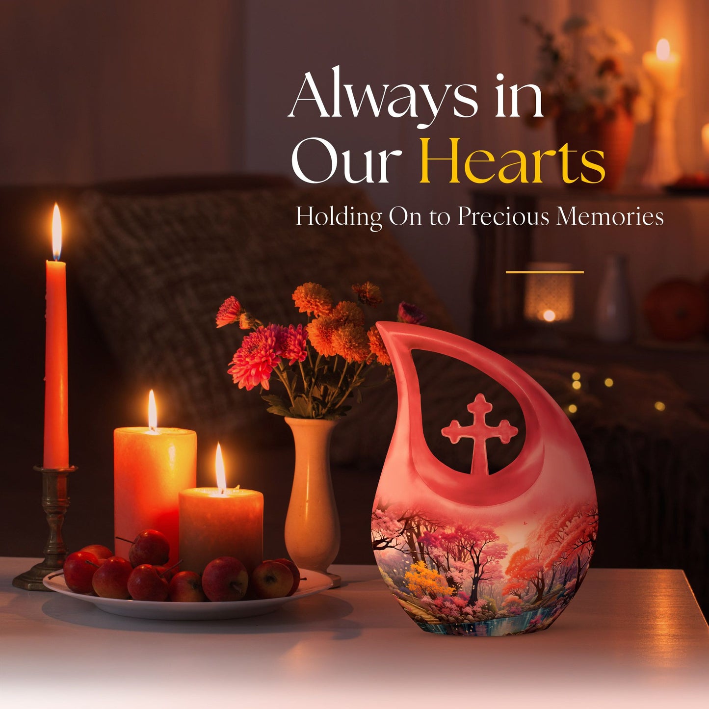 10-inch Wilderness Urn with Cross Drop design, 