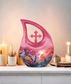 10-inch Wilderness Urn with Cross Drop design, 