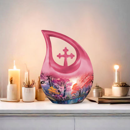 10-inch Wilderness Urn with Cross Drop design, 