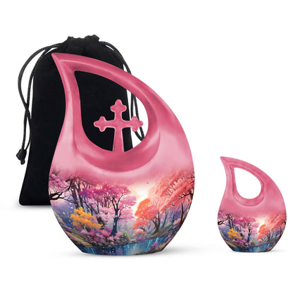 10-inch Wilderness Urn with Cross Drop design, 