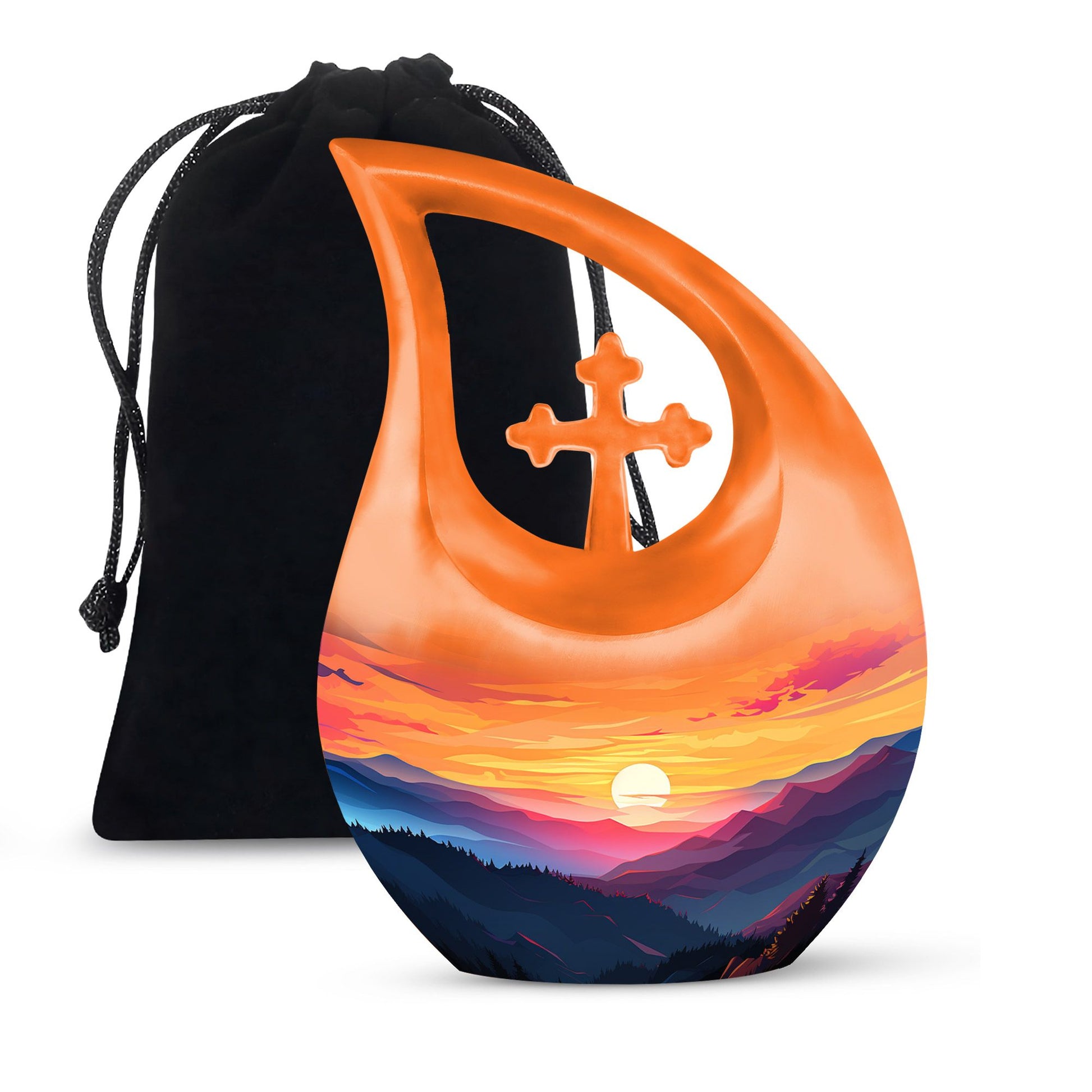 Wilderness Urn with Cross Drop design, customisable