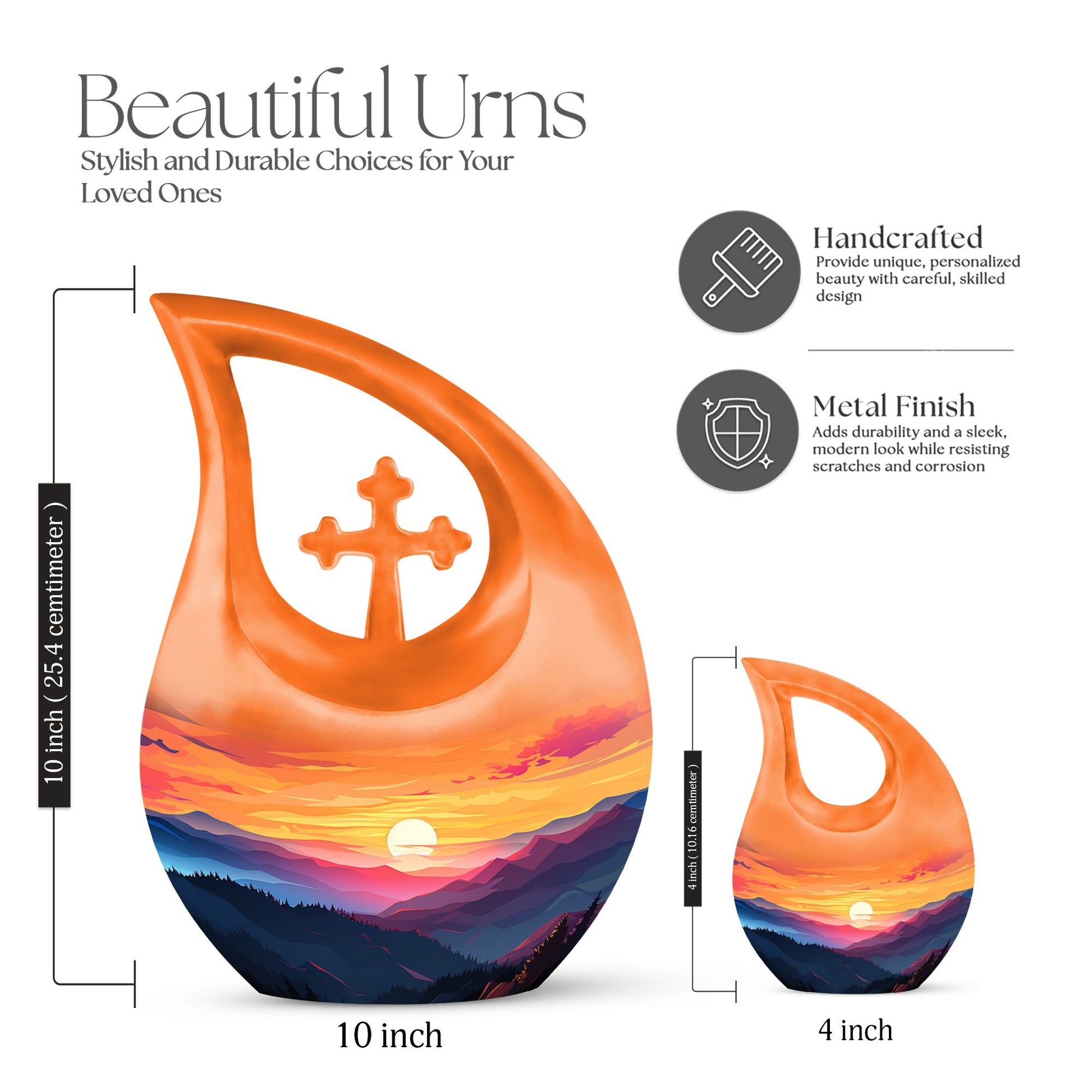 Wilderness Urn with Cross Drop design, customisable