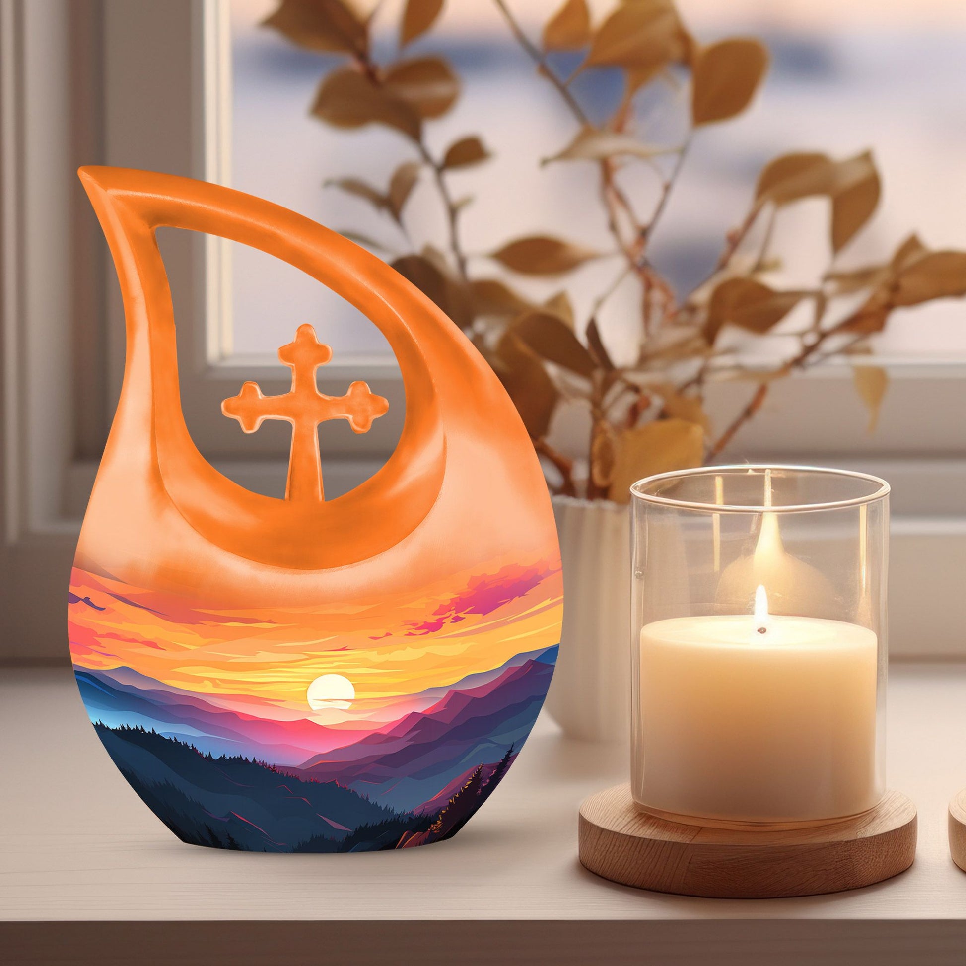 Wilderness Urn with Cross Drop design, customisable