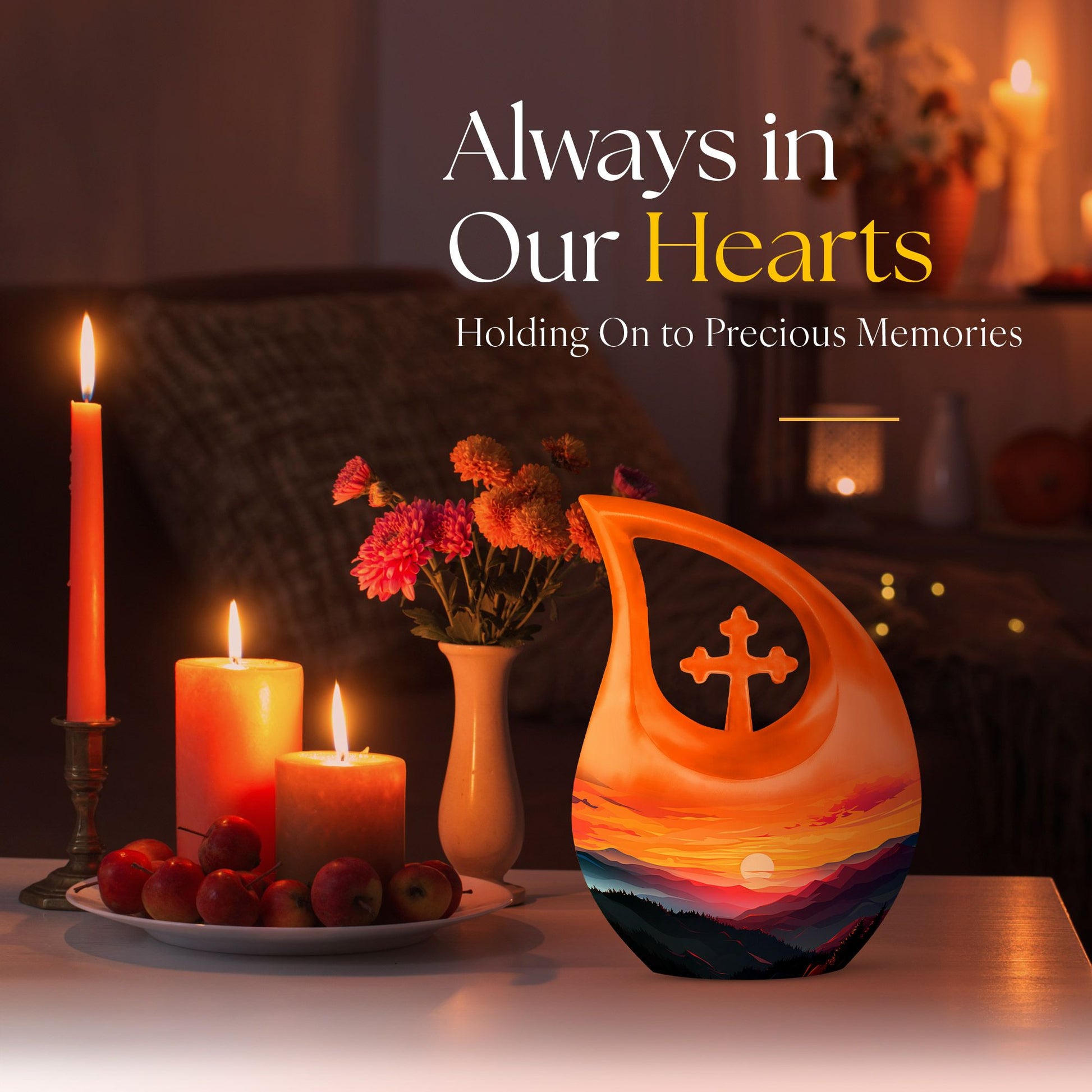 Wilderness Urn with Cross Drop design, customisable