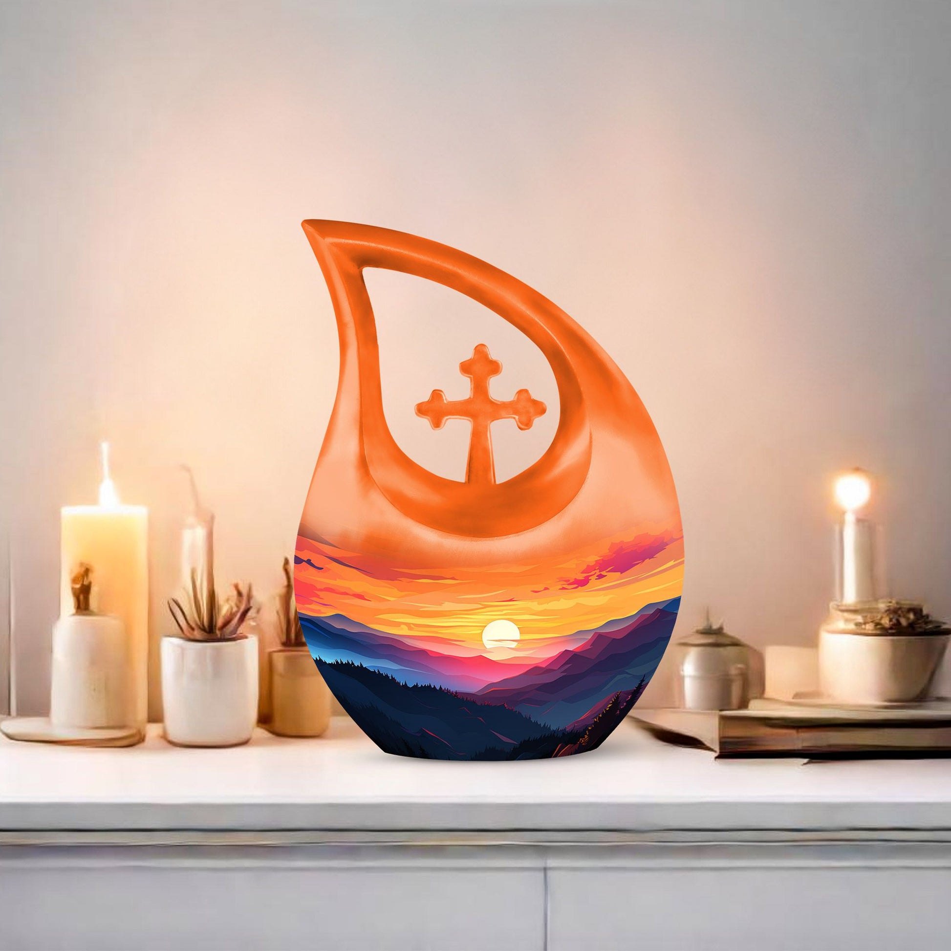 Wilderness Urn with Cross Drop design, customisable