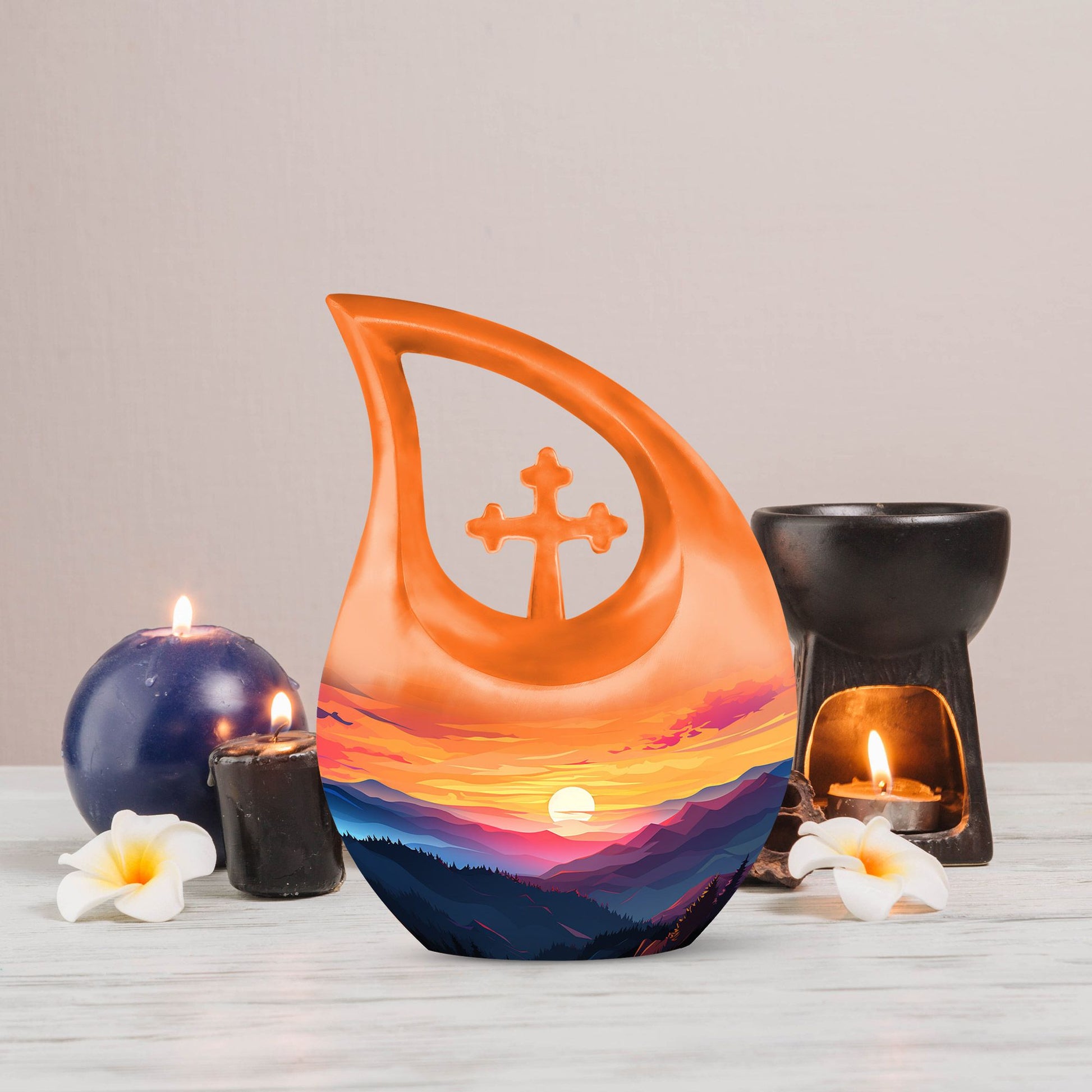 Wilderness Urn with Cross Drop design, customisable