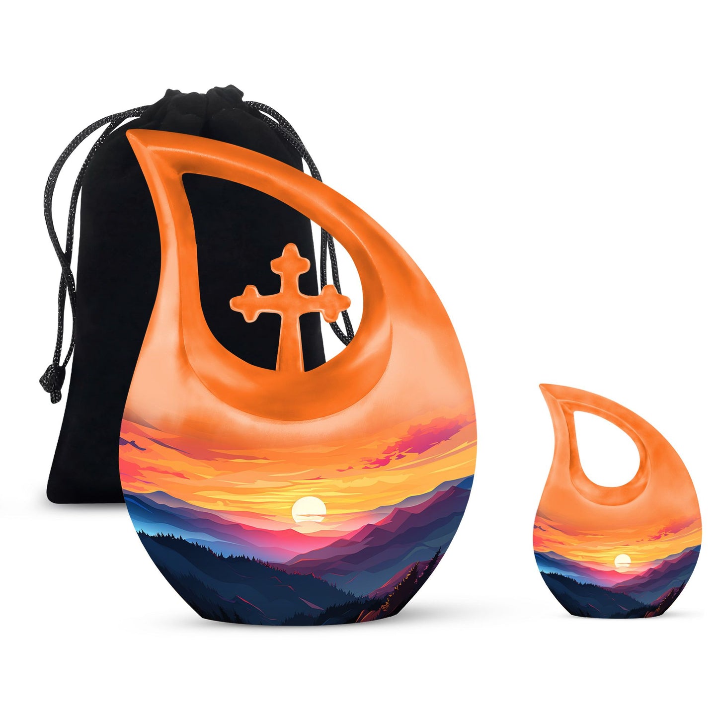 Wilderness Urn with Cross Drop design, customisable